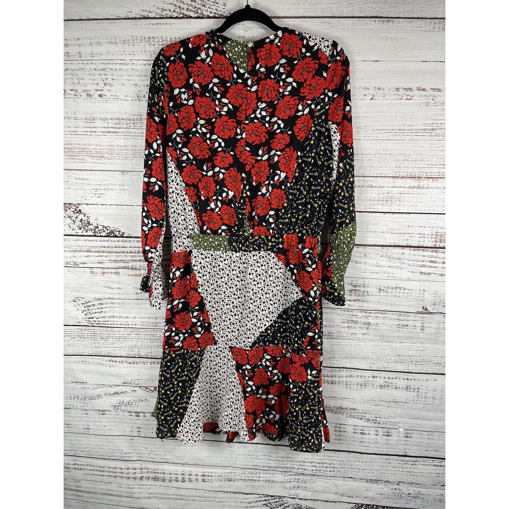 Libby Edelman Dress Women's SZ S Multi Patchwork Floral Boho Midi Long Sleeve Be - Picture 11 of 11